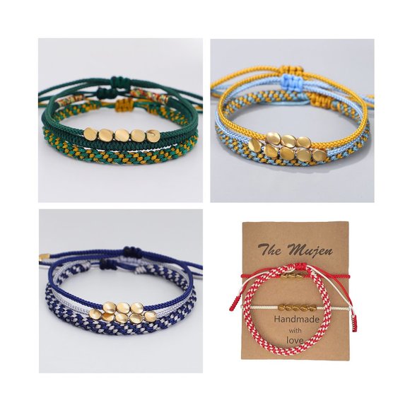 Handmade Copper Beads Braided Bracelets | Strand Bracelets | Lucky Tibetan Boho - Picture 4 of 6